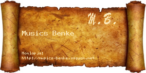Musics Benke névjegykártya